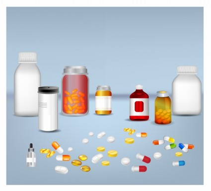 comprimidos de pílulas e medicamentos em frasco plástico