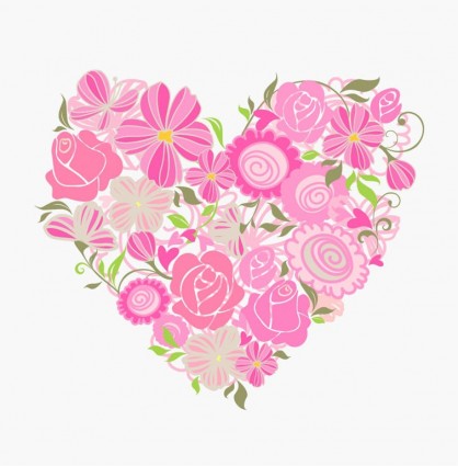 กราฟิกแบบเวกเตอร์ดอกไม้หัวใจสีชมพู