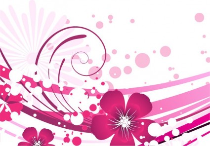 粉紅色的花與抽象背景向量圖形