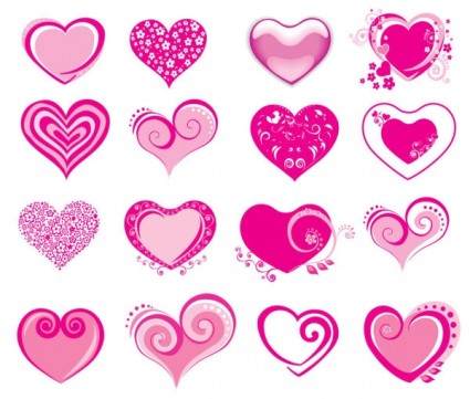 粉紅色的 heartshaped 圖示向量