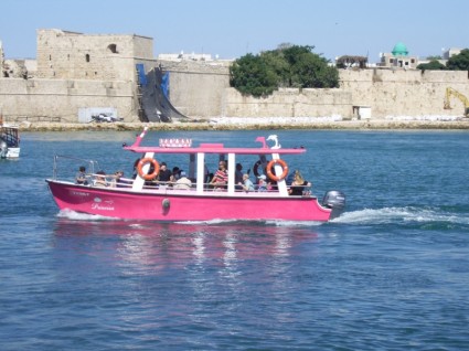 粉红色的观光船
