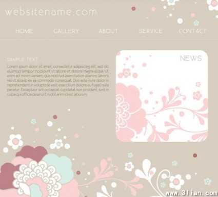 粉红色的网站设计模板矢量