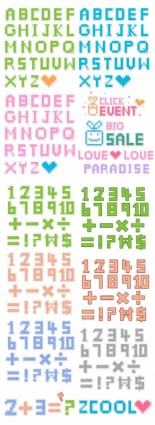 pixelstyle huruf dan angka vektor