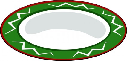 Plate Green With Red Trim