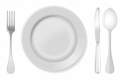 Plate With Spoon Knife And Fork