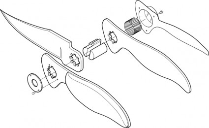 couteau de poche a explosé vue clipart