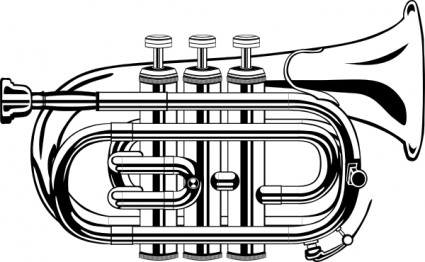 Pocket Trompete flache b und w ClipArt