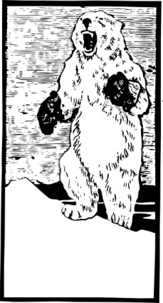 ours blanc avec mitaines clip art