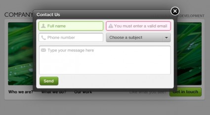 pop-up formulário de contato