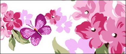 farfalle e fiori viola in polvere