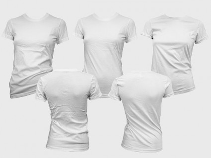 PSD berlapis kosong kecenderungan perempuan diproduksi model shortsleeved tshirt template gomedia