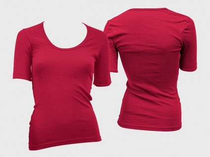 PSD em camadas tendência em branco da fêmea produziu modelos shortsleeved tshirt modelo gomedia