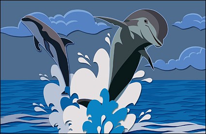 PSD skoki delfinów warstwy materiału
