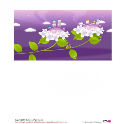 bunga-bunga ungu vektor fantasi desain