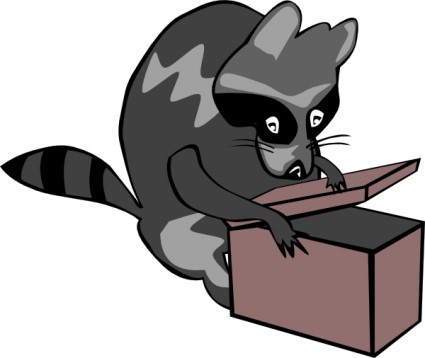 Raccoon Opening Box Clip Art