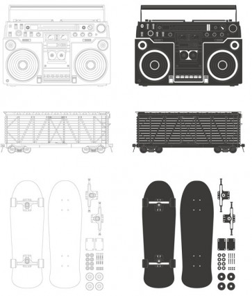vettore di skateboard contenitore radio