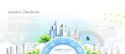 arcobaleno città giardino comunitario poster template vettoriale