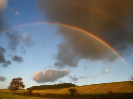Rainbow Over The Fields Wallpaper Landscape Nature