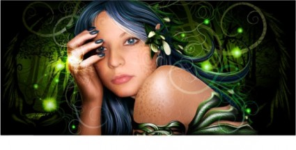 Realistic Drawing Wizard Beauty Vector
