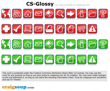rote und grüne Craigsoup glossy icons