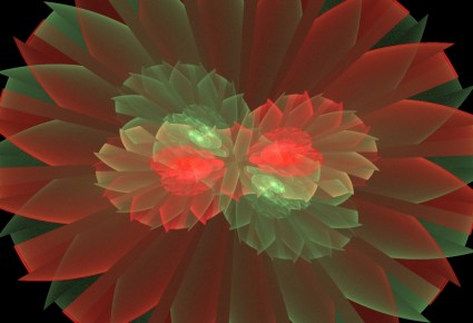 Hoa màu đỏ và màu xanh lá cây fractal