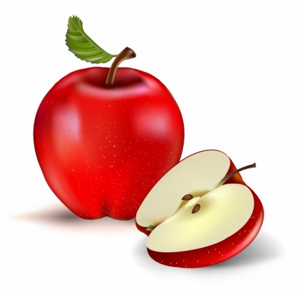 roter Apfel und die Hälfte
