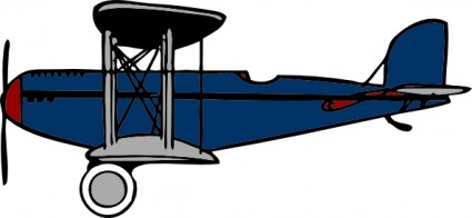 clip art de biplano rojo azul