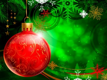 Красный елочный шар обои Рождественские праздники