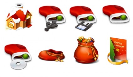 Красный Рождественские иконки пакет