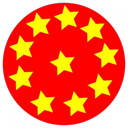 クリップアートの星が付いた赤い円