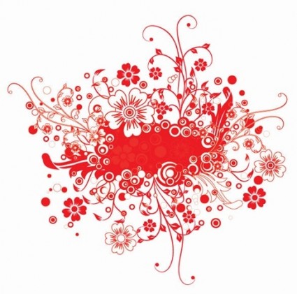 merah bingkai floral vector ilustrasi