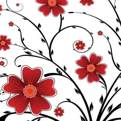 红色花花卉背景矢量图形