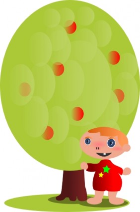 شجرة فاكهة حمراء مع بيبي قصاصة فنية
