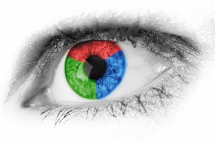 olho vermelho verde e azul