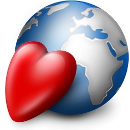 globo rosso del cuore e della terra