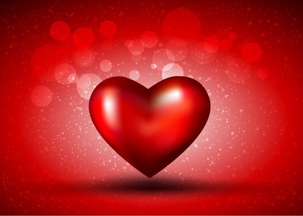 hati merah di bokeh latar belakang vektor grafis