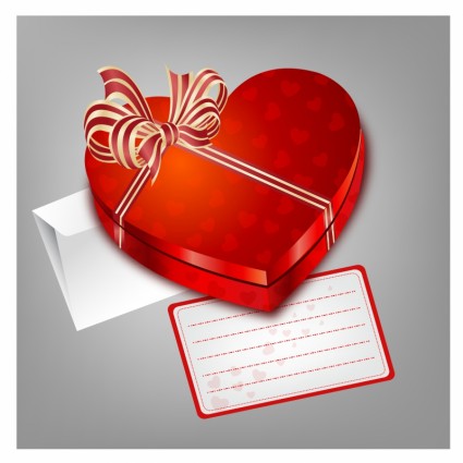 rot Heart Shape Box mit Umschlag