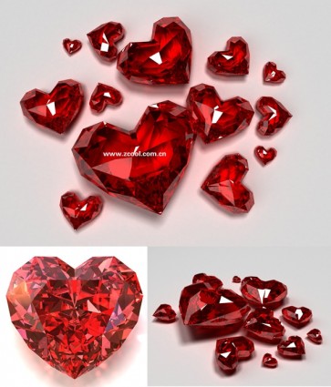 紅色 heartshaped 明亮鑽石高清圖片