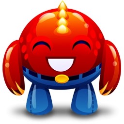czerwony potwór szczęśliwy