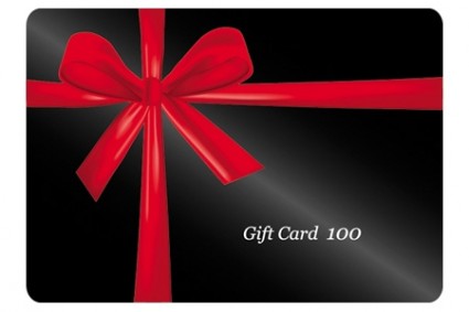 Red Ribbon Wrapped Around A Black Gift Card Vector