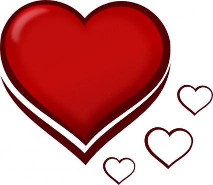 Rote stilisierte Herz mit kleineren Herzen ClipArt