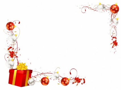 rouge Noël présent candy canne bauble horizontal cadre blanc