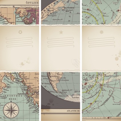 レトロな古典的な地図バナー ベクトル