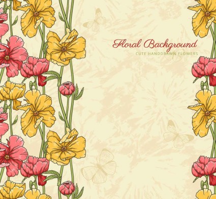 레트로 패턴 꽃 background01