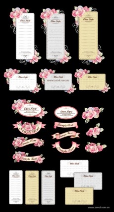 Multifunktionsleiste-Karten mit handbemalt Blumen Vektor Pulver