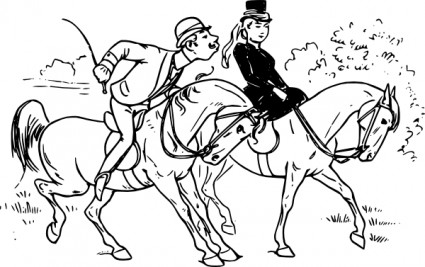 clipart couple d'équitation
