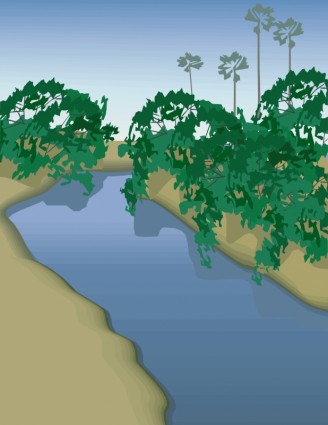 vector de paisaje de río