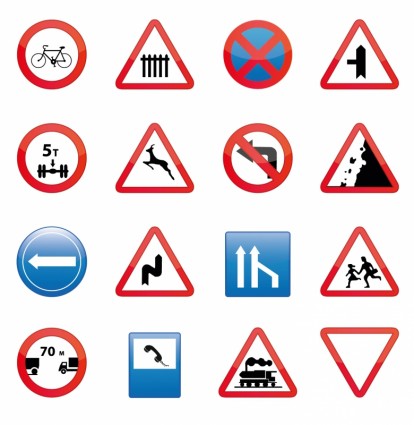 conjunto de sinais de estrada