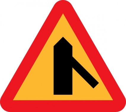 Roads Merge Sign Clip Art