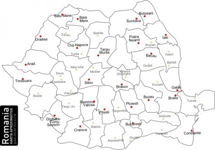 mapa romeno com clipart de condados